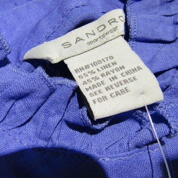 NEW Sandro Linen Blend Ruffled Drawstring Blouse - Picture 5 of 5
